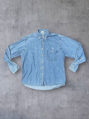 Vintage 90s Union Line Sz L WL Embroidered Denim Style Button Up Top